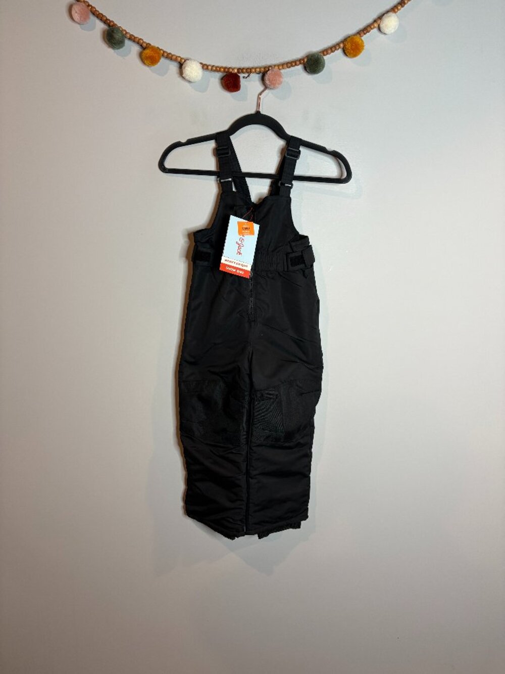 NWT Cat & Jack black winter snow pants bibs